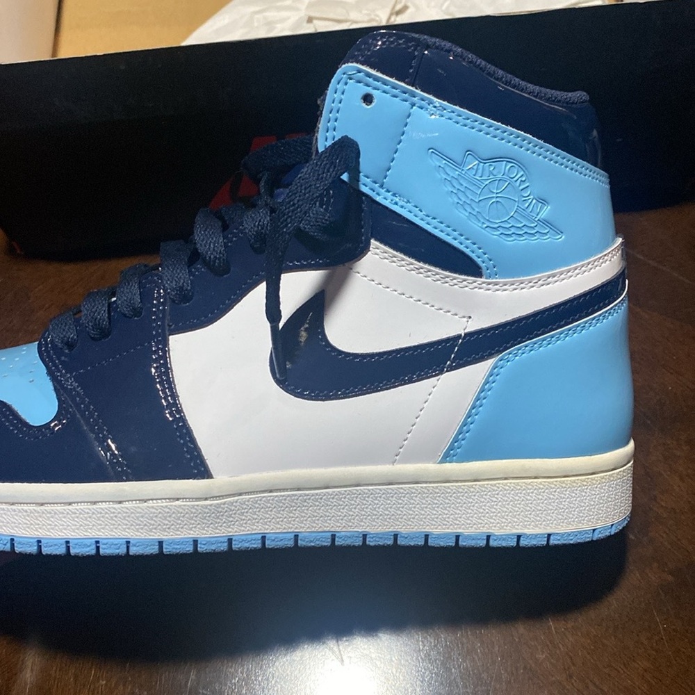 Nike Air Jordan 1 high patent unc blue W9 - Picture 7 of 8